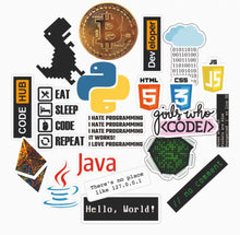 Coding Programming Laptop Self-Adhesive Stickers Pack (16Pcs)