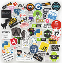 Coding Programming Laptop Self-Adhesive Stickers Pack (50Pcs)