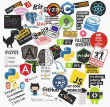 Coding Programming Laptop Self-Adhesive Stickers Pack (50Pcs)