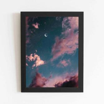 Sky Clouds & Moon - Framed Poster